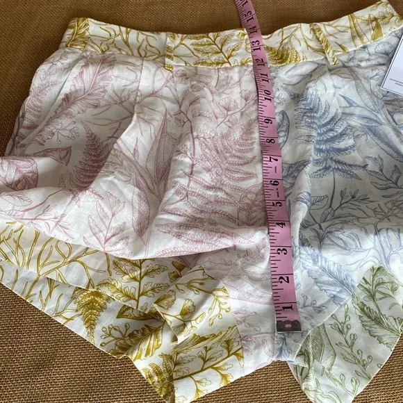 NEW Aura Linen Blend Botanical Print Long Sleeve Shirt and Matching Shorts - Picture 9 of 15